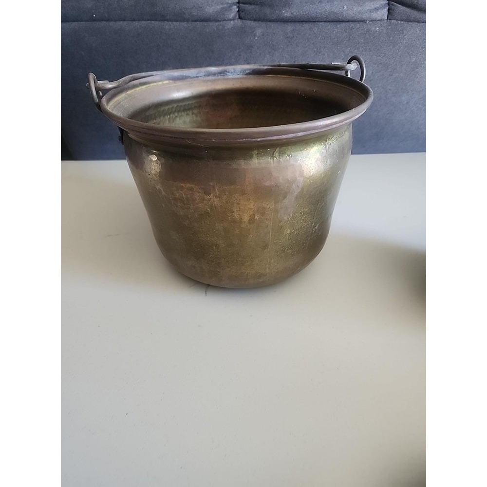 Vintage Zippered Copper Cast Iron Handle Garden Décor Decorative Pot Decor India
